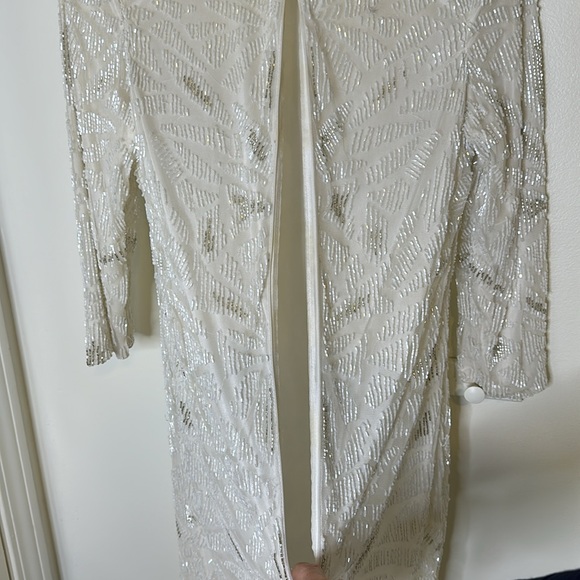 Unlabelled white hand stitched sequins dress, size 8 - Picture 5 of 5